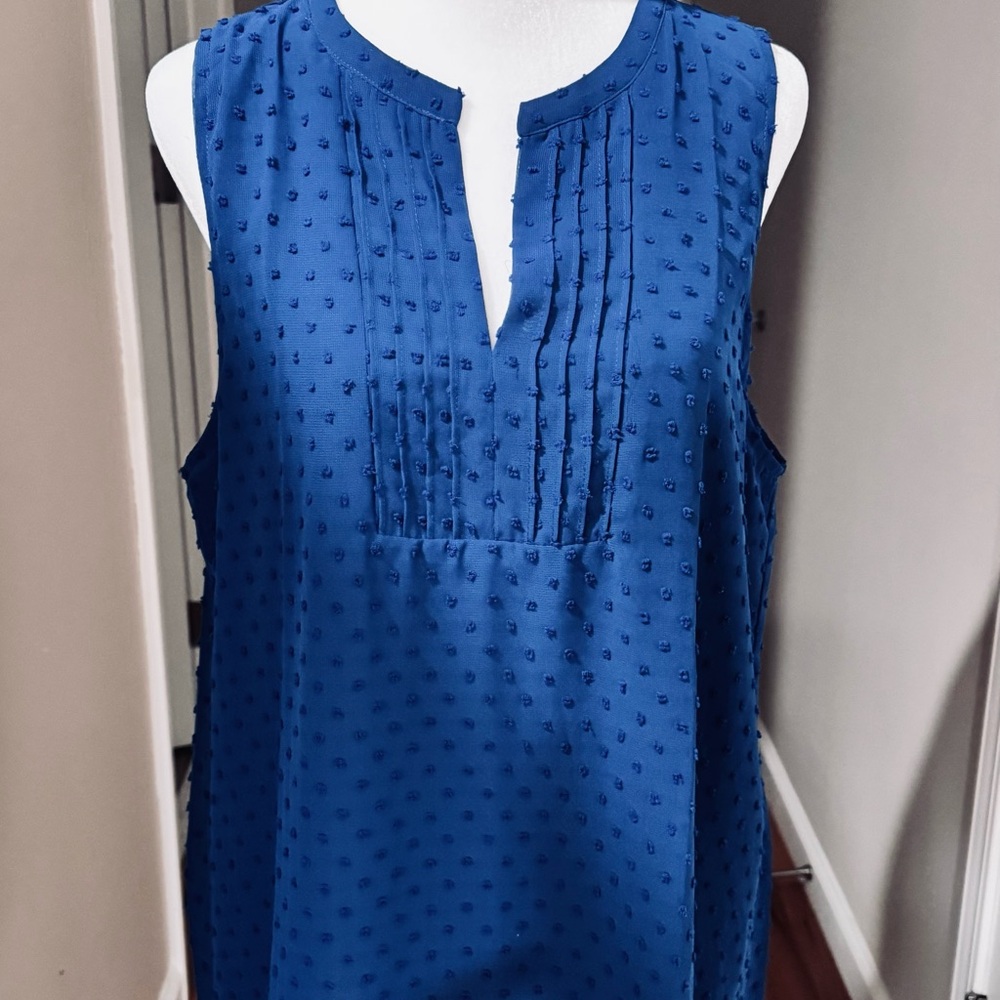 41 Hawthorn Royal Blue Textured Blouse Sz L BNWT